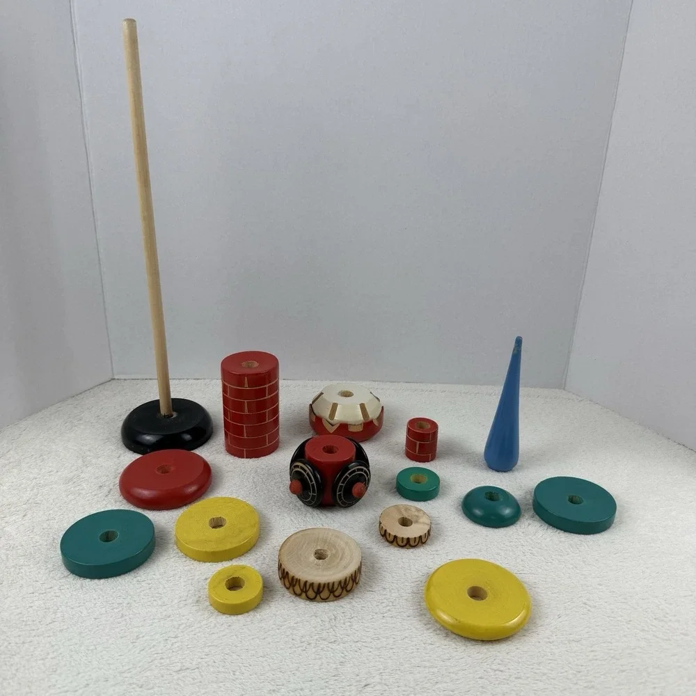 Vintage Russian Tall Wooden Stacking Kremlin Clock Tower‎ Toy Puzzle 18